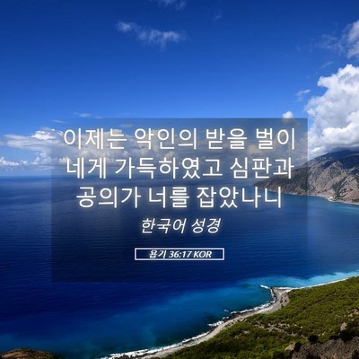 Picture 05 - 욥기 36:17 KOR - 이제는 악인의 받을 벌이 네게 - Bible Verse Picture