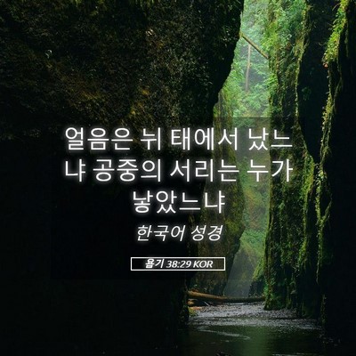 Picture 05 - 욥기 38:29 KOR - 얼음은 뉘 태에서 났느냐 공중의 - Bible Verse Picture