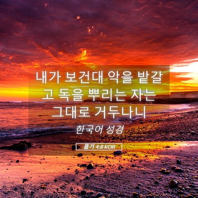 Picture 05 - 욥기 4:8 KOR - 내가 보건대 악을 밭갈고 독을 - Bible Verse Picture