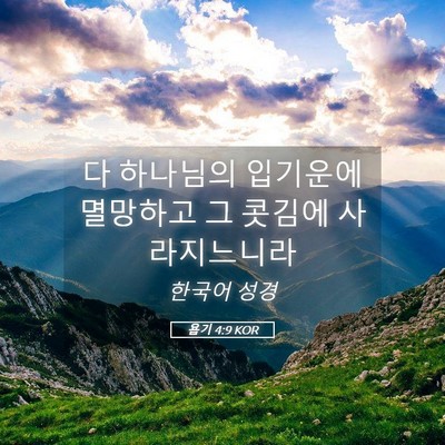 Picture 05 - 욥기 4:9 KOR - 다 하나님의 입기운에 멸망하고 그 - Bible Verse Picture