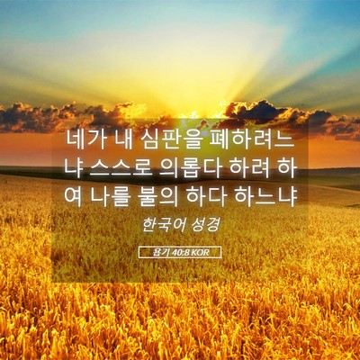 Picture 05 - 욥기 40:8 KOR - 네가 내 심판을 폐하려느냐 스스로 - Bible Verse Picture