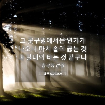 Picture 05 - 욥기 41:20 KOR - 그 콧구멍에서는 연기가 나오니 마치 - Bible Verse Picture