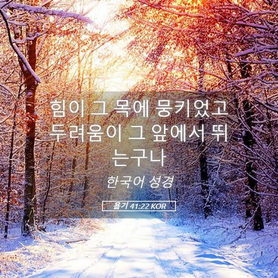 Picture 05 - 욥기 41:22 KOR - 힘이 그 목에 뭉키었고 두려움이 그 - Bible Verse Picture