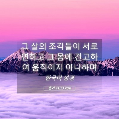 Picture 05 - 욥기 41:23 KOR - 그 살의 조각들이 서로 연하고 그 - Bible Verse Picture