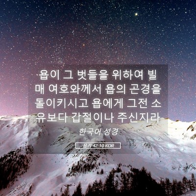 Picture 05 - 욥기 42:10 KOR - 욥이 그 벗들을 위하여 빌매 - Bible Verse Picture