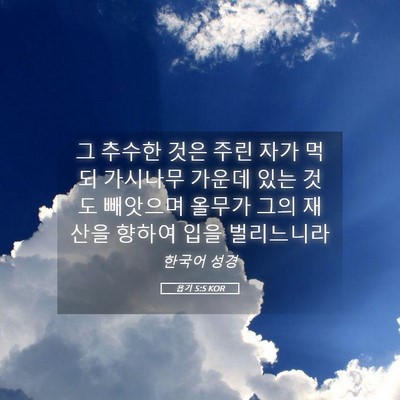 Picture 05 - 욥기 5:5 KOR - 그 추수한 것은 주린 자가 먹되 - Bible Verse Picture