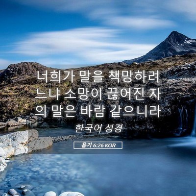 Picture 05 - 욥기 6:26 KOR - 너희가 말을 책망하려느냐 소망이 - Bible Verse Picture