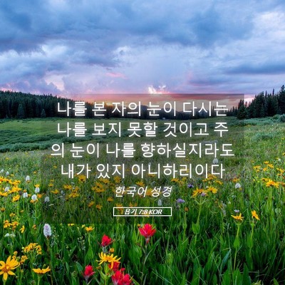 Picture 05 - 욥기 7:8 KOR - 나를 본 자의 눈이 다시는 나를 보지 - Bible Verse Picture