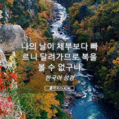 Picture 05 - 욥기 9:25 KOR - 나의 날이 체부보다 빠르니 - Bible Verse Picture