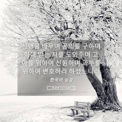 Picture 05 - 이사야 1:17 KOR - 선행을 배우며 공의를 구하며 학대 - Bible Verse Picture