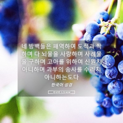 Picture 05 - 이사야 1:23 KOR - 네 방백들은 패역하여 도적과 짝하며 - Bible Verse Picture
