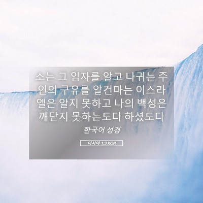 Picture 05 - 이사야 1:3 KOR - 소는 그 임자를 알고 나귀는 주인의 - Bible Verse Picture