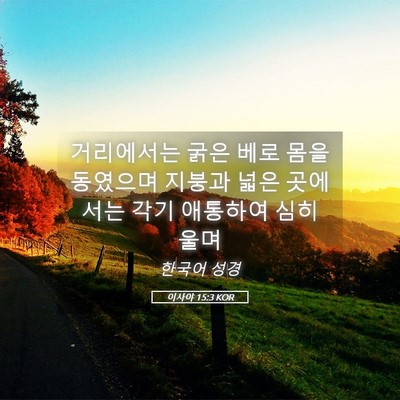 Picture 05 - 이사야 15:3 KOR - 거리에서는 굵은 베로 몸을 동였으며 - Bible Verse Picture