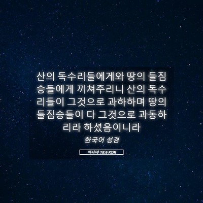 Picture 05 - 이사야 18:6 KOR - 산의 독수리들에게와 땅의 - Bible Verse Picture