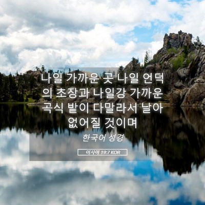 Picture 05 - 이사야 19:7 KOR - 나일 가까운 곳 나일 언덕의 초장과 - Bible Verse Picture