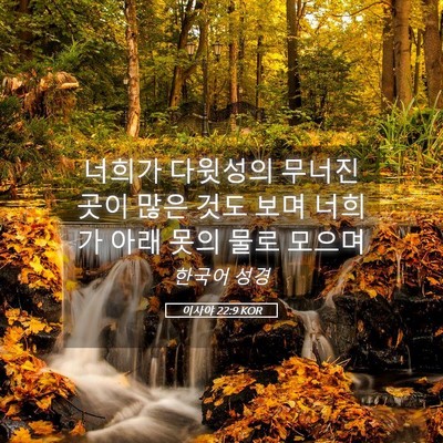 Picture 05 - 이사야 22:9 KOR - 너희가 다윗성의 무너진 곳이 많은 - Bible Verse Picture