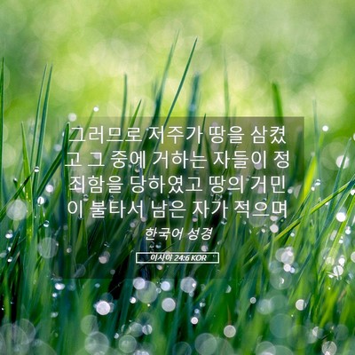 Picture 05 - 이사야 24:6 KOR - 그러므로 저주가 땅을 삼켰고 그 - Bible Verse Picture