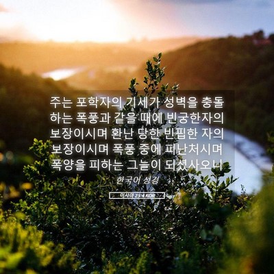 Picture 05 - 이사야 25:4 KOR - 주는 포학자의 기세가 성벽을 - Bible Verse Picture