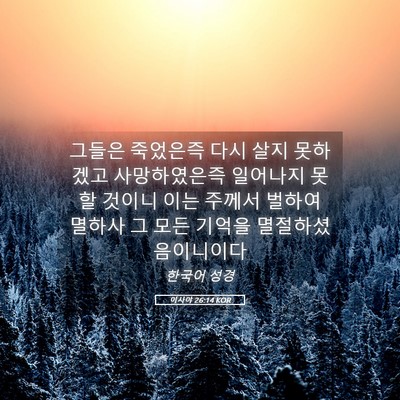 Picture 05 - 이사야 26:14 KOR - 그들은 죽었은즉 다시 살지 못하겠고 - Bible Verse Picture