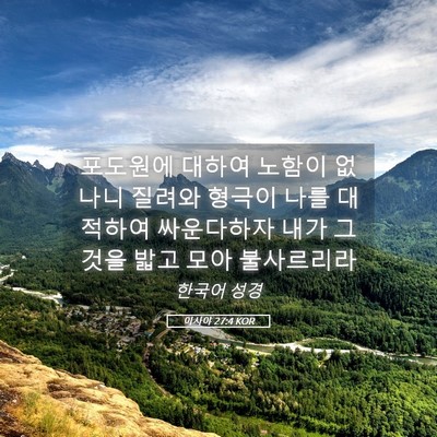 Picture 05 - 이사야 27:4 KOR - 포도원에 대하여 노함이 없나니 - Bible Verse Picture