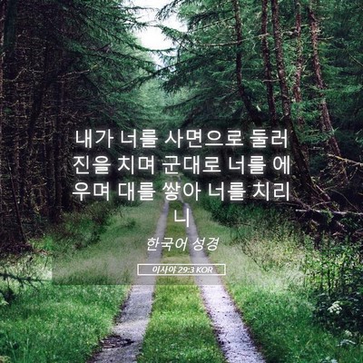 Picture 05 - 이사야 29:3 KOR - 내가 너를 사면으로 둘러 진을 치며 - Bible Verse Picture