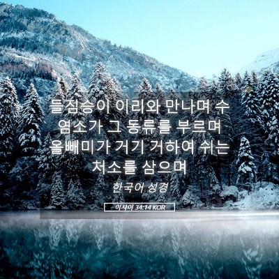 Picture 05 - 이사야 34:14 KOR - 들짐승이 이리와 만나며 수염소가 그 - Bible Verse Picture