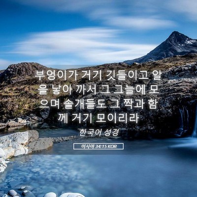 Picture 05 - 이사야 34:15 KOR - 부엉이가 거기 깃들이고 알을 낳아 - Bible Verse Picture