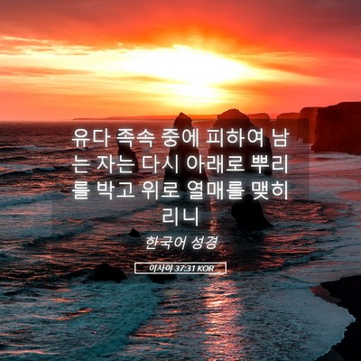 Picture 05 - 이사야 37:31 KOR - 유다 족속 중에 피하여 남는 자는 - Bible Verse Picture