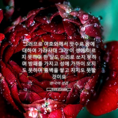 Picture 05 - 이사야 37:33 KOR - 그러므로 여호와께서 앗수르 왕에 - Bible Verse Picture
