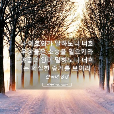 Picture 05 - 이사야 41:21 KOR - 나 여호와가 말하노니 너희 우상들은 - Bible Verse Picture