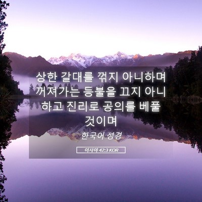Picture 05 - 이사야 42:3 KOR - 상한 갈대를 꺾지 아니하며 꺼져가는 - Bible Verse Picture