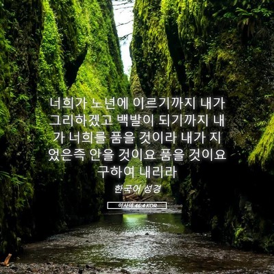 Picture 05 - 이사야 46:4 KOR - 너희가 노년에 이르기까지 내가 - Bible Verse Picture