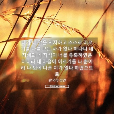 Picture 05 - 이사야 47:10 KOR - 네가 네 악을 의지하고 스스로 - Bible Verse Picture