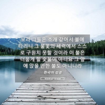 Picture 05 - 이사야 47:14 KOR - 보라 그들은 초개 같아서 불에 - Bible Verse Picture