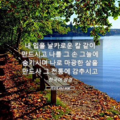 Picture 05 - 이사야 49:2 KOR - 내 입을 날카로운 칼 같이 만드시고 - Bible Verse Picture