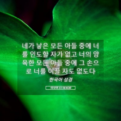 Picture 05 - 이사야 51:18 KOR - 네가 낳은 모든 아들 중에 너를 - Bible Verse Picture