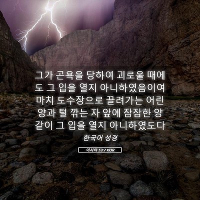 Picture 05 - 이사야 53:7 KOR - 그가 곤욕을 당하여 괴로울 때에도 - Bible Verse Picture