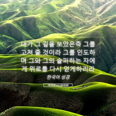 Picture 05 - 이사야 57:18 KOR - 내가 그 길을 보았은즉 그를 고쳐 줄 - Bible Verse Picture