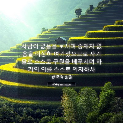 Picture 05 - 이사야 59:16 KOR - 사람이 없음을 보시며 중재자 없음을 - Bible Verse Picture