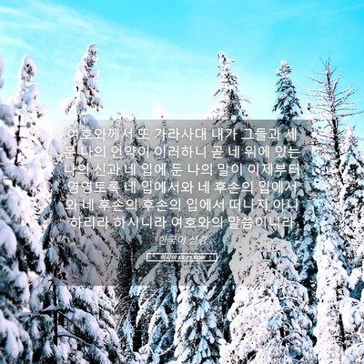 Picture 05 - 이사야 59:21 KOR - 여호와께서 또 가라사대 내가 그들과 - Bible Verse Picture