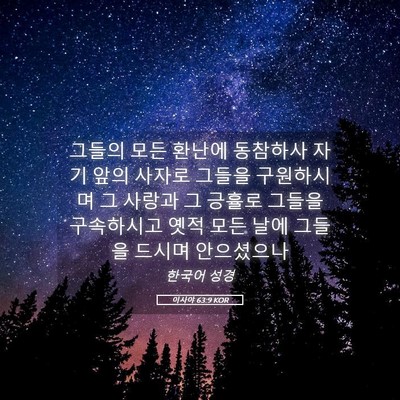 Picture 05 - 이사야 63:9 KOR - 그들의 모든 환난에 동참하사 자기 - Bible Verse Picture