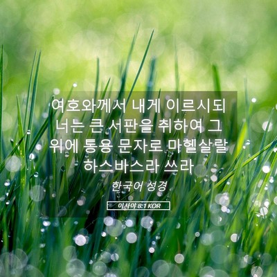 Picture 05 - 이사야 8:1 KOR - 여호와께서 내게 이르시되 너는 큰 - Bible Verse Picture