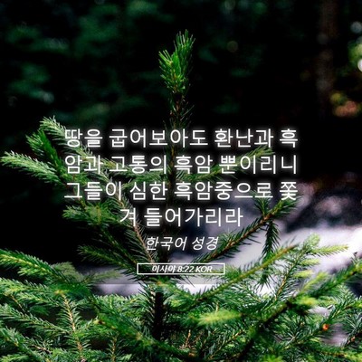 Picture 05 - 이사야 8:22 KOR - 땅을 굽어보아도 환난과 흑암과 - Bible Verse Picture