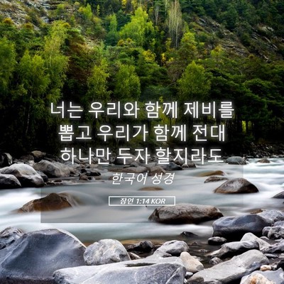 Picture 05 - 잠언 1:14 KOR - 너는 우리와 함께 제비를 뽑고 - Bible Verse Picture