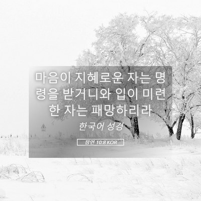 Picture 05 - 잠언 10:8 KOR - 마음이 지혜로운 자는 명령을 - Bible Verse Picture