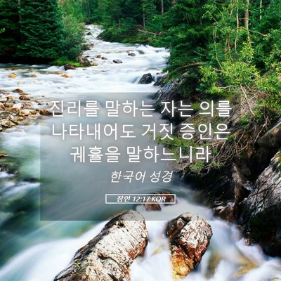 Picture 05 - 잠언 12:17 KOR - 진리를 말하는 자는 의를 나타내어도 - Bible Verse Picture
