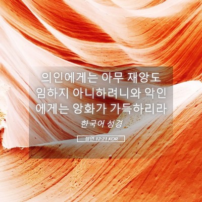 Picture 05 - 잠언 12:21 KOR - 의인에게는 아무 재앙도 임하지 - Bible Verse Picture