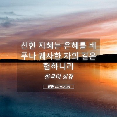 Picture 05 - 잠언 13:15 KOR - 선한 지혜는 은혜를 베푸나 궤사한 - Bible Verse Picture