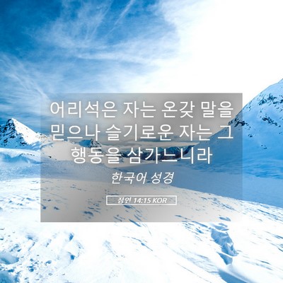 Picture 05 - 잠언 14:15 KOR - 어리석은 자는 온갖 말을 믿으나 - Bible Verse Picture