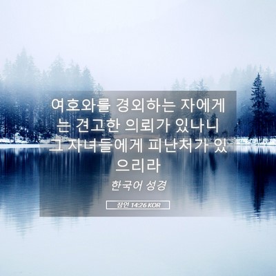 Picture 05 - 잠언 14:26 KOR - 여호와를 경외하는 자에게는 견고한 - Bible Verse Picture